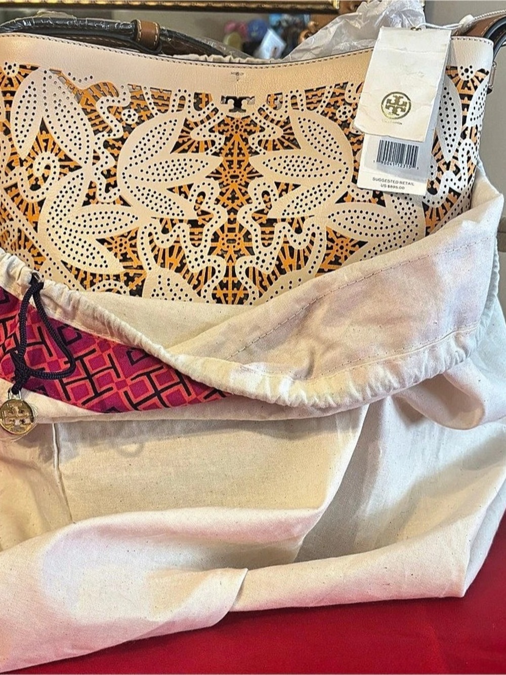 Tory Burch Printed Shoulder Bag White & Brown